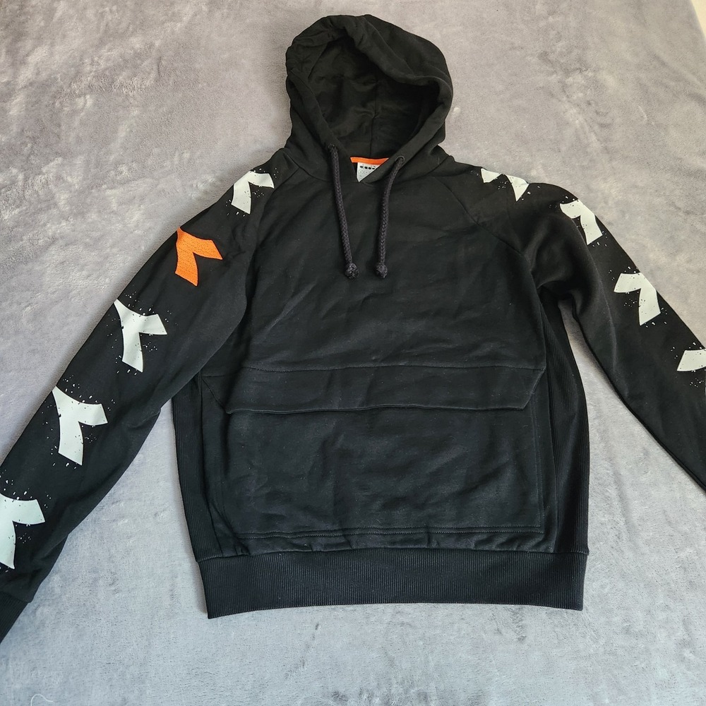 New Diadora Mens Hoodie One Black Pullover Cotton Graphic Sweatshirt Small S NWT